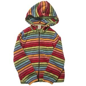 🍋 GYMBOREE Rainbow Stripe Cardigan zip up hoody cotton Sweater size 7